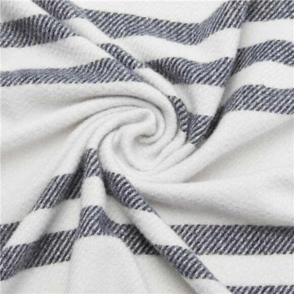 Light Grey Blue Stripe Throw Blanket 50x60 Soft Lightweight Recycled Cozy - Picture 5 of 8